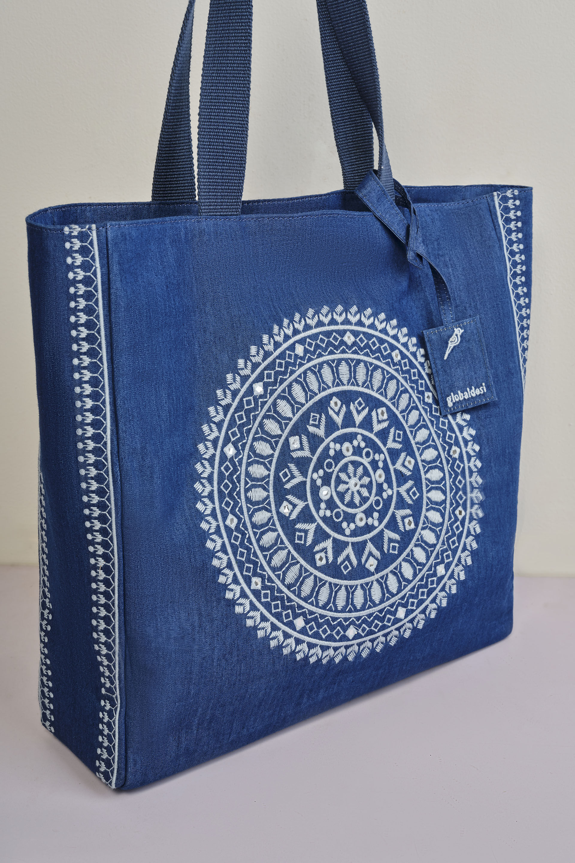 Indigo Printed Reversible Jhola Bag, , image 3